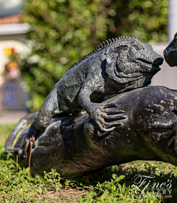 Search Result For Bronze Statues  - Bronze Iguanas On Tree Stump Statue - BS-489